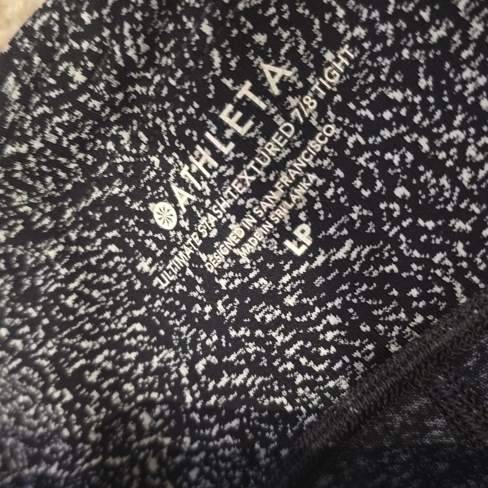 Athleta Leggings Womens MP Black Ultimate Stash Textured LP Tight Pockets Run - Picture 4 of 4